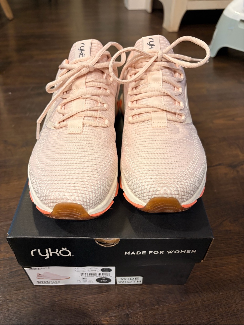 Ryka Women's Light Pink Athletic Sneakers with Coral Accents